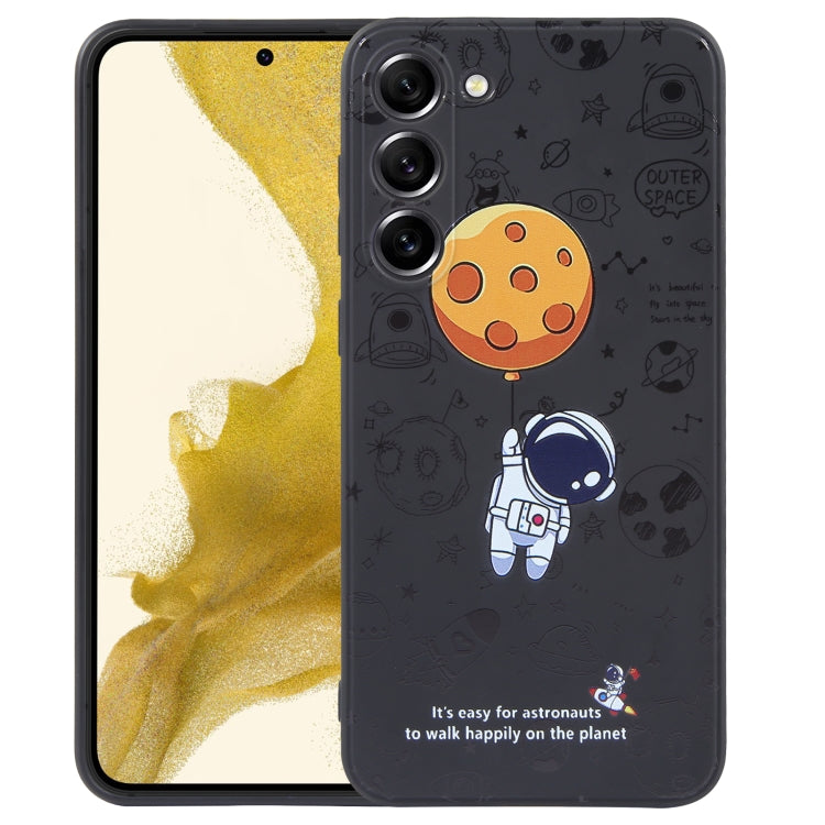 For Samsung Galaxy A50 Astronaut Pattern Silicone Straight Edge Phone Case(Planet Landing-Black) - free shipping - PMC TechLife - Order now!