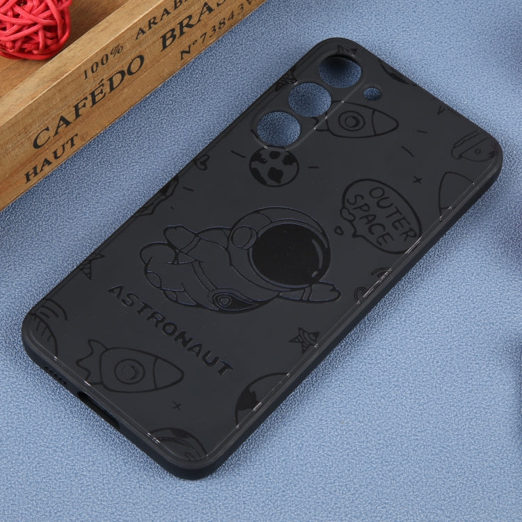 For Samsung Galaxy A21s Astronaut Pattern Silicone Straight Edge Phone Case(Flying Astronaut-Black) - free shipping - PMC TechLife - Order now!