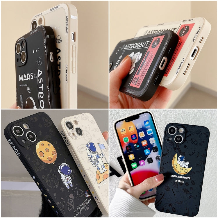 For Samsung Galaxy A51 Astronaut Pattern Silicone Straight Edge Phone Case(Planet Landing-White) - free shipping - PMC TechLife - Order now!