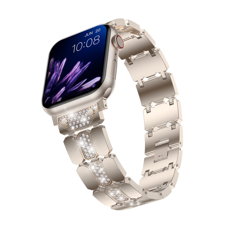 Diamond Metal Watch Band For Apple Watch SE 2022 40mm(Starlight) - Watch Bands by PMC Jewellery | Online Shopping South Africa | PMC Jewellery