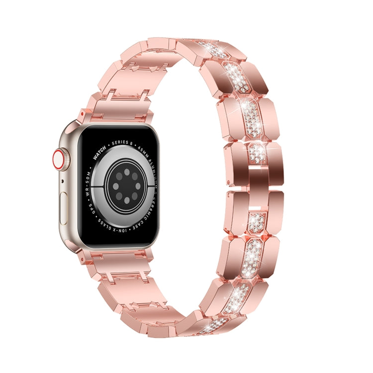 Diamond Metal Watch Band For Apple Watch 42mm(Pink) - Watch Bands by PMC Jewellery | Online Shopping South Africa | PMC Jewellery