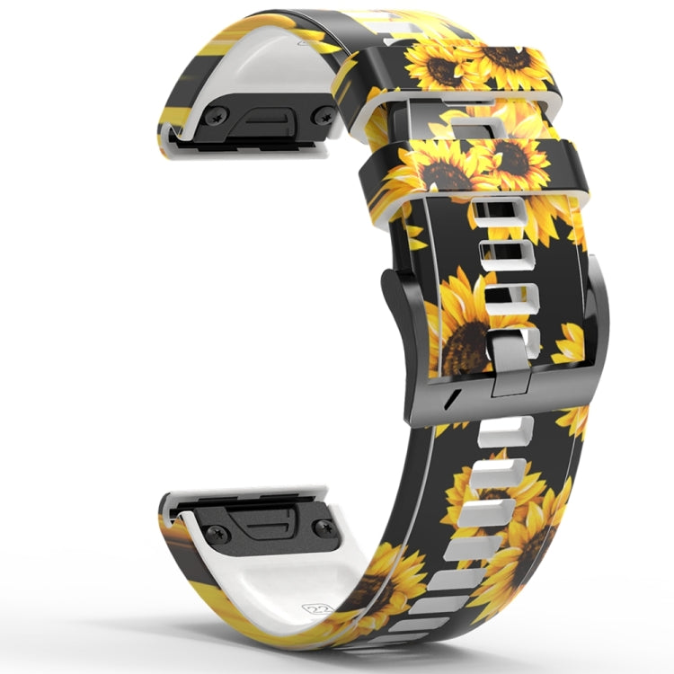 For Garmin Forerunner 965 / 955 / 945 / 935 Printing Quick Release Silicone Watch Band(Sunflower) - Watch Bands by PMC Jewellery | Online Shopping South Africa | PMC Jewellery