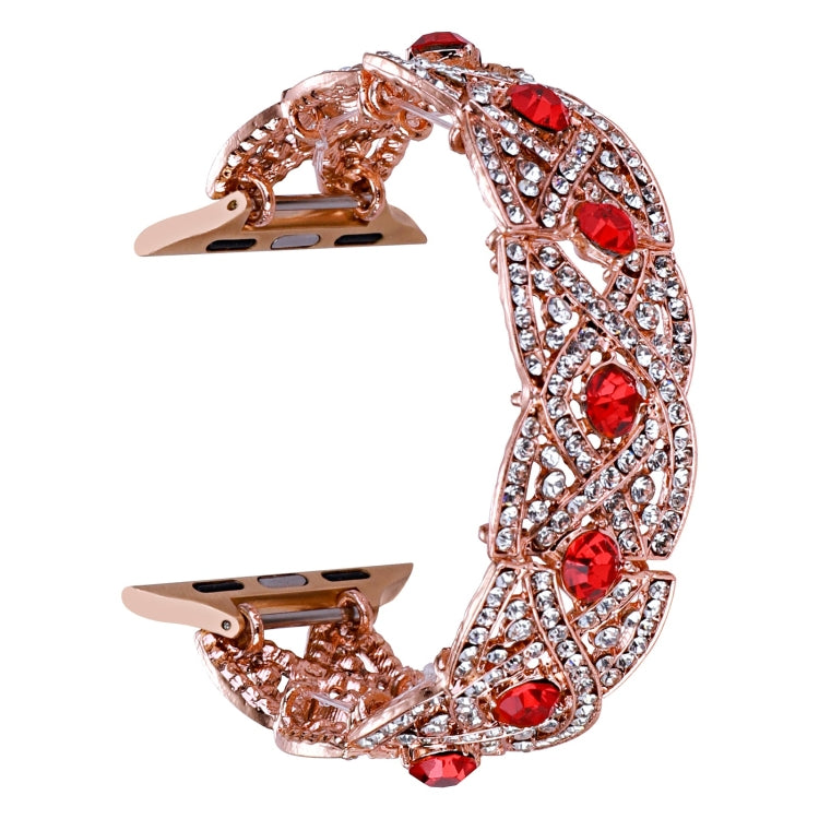 Diamonds Twist Metal Watch Band For Apple Watch 3 38mm(Rose Gold Red) - Watch Bands by PMC Jewellery | Online Shopping South Africa | PMC Jewellery