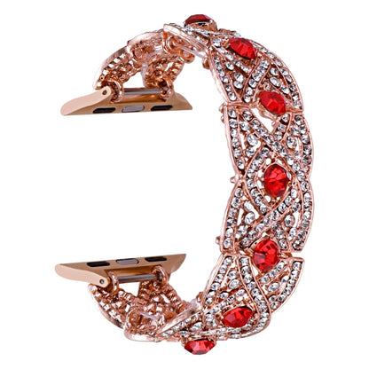 Diamonds Twist Metal Watch Band For Apple Watch 38mm(Rose Gold Red) - Watch Bands by PMC Jewellery | Online Shopping South Africa | PMC Jewellery