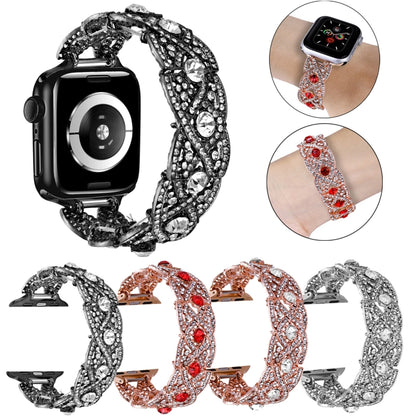 Diamonds Twist Metal Watch Band For Apple Watch 3 42mm(Black) - Watch Bands by PMC Jewellery | Online Shopping South Africa | PMC Jewellery