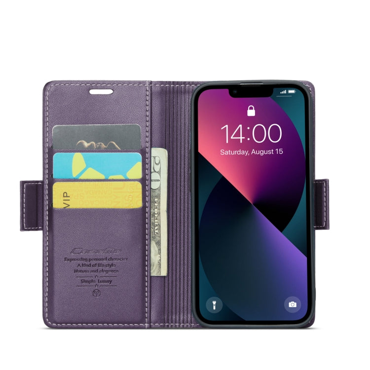 For iPhone 14 CaseMe 023 Butterfly Buckle Litchi Texture RFID Anti-theft Leather Phone Case(Pearly Purple) - iPhone 14 Cases by CaseMe | Online Shopping South Africa | PMC Jewellery