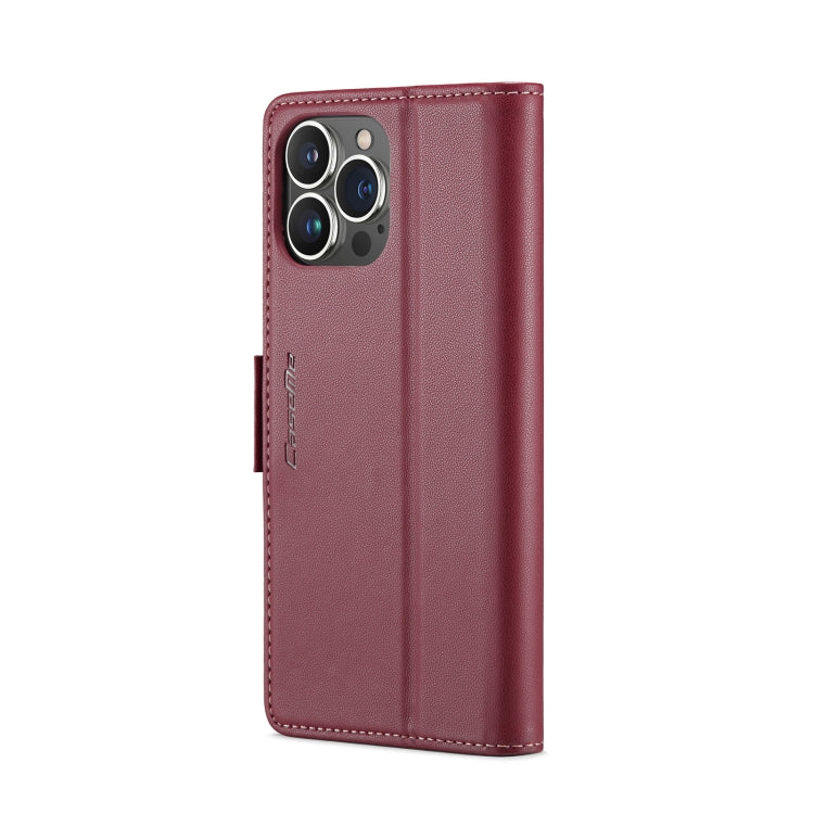 For iPhone 14 Pro CaseMe 023 Butterfly Buckle Litchi Texture RFID Anti-theft Leather Phone Case(Wine Red) - iPhone 14 Pro Cases by CaseMe | Online Shopping South Africa | PMC Jewellery