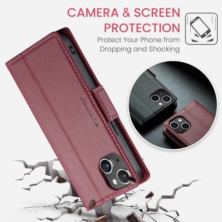 For iPhone 13 mini CaseMe 023 Butterfly Buckle Litchi Texture RFID Anti-theft Leather Phone Case(Wine Red) - iPhone 13 mini Cases by CaseMe | Online Shopping South Africa | PMC Jewellery