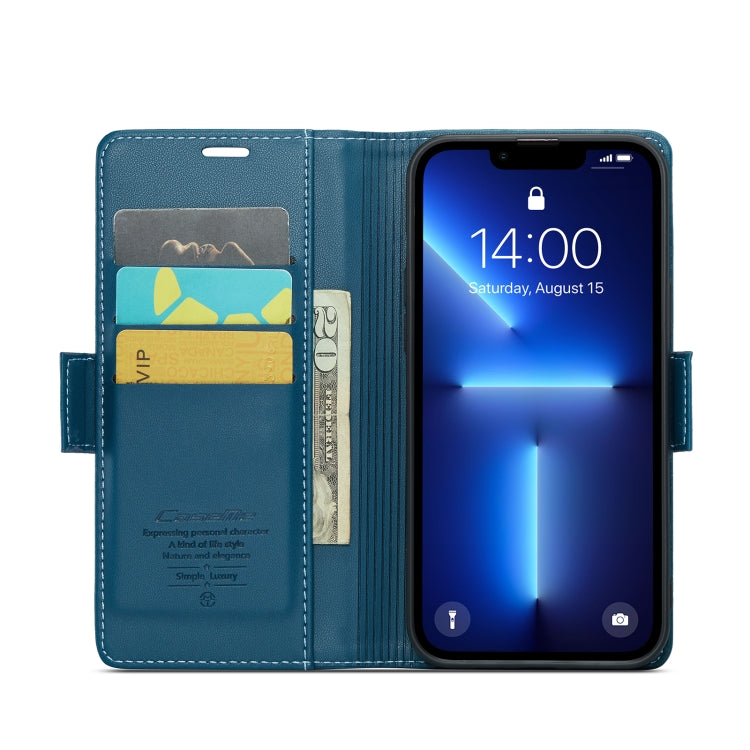 For iPhone 13 Pro CaseMe 023 Butterfly Buckle Litchi Texture RFID Anti-theft Leather Phone Case(Blue) - iPhone 13 Pro Cases by CaseMe | Online Shopping South Africa | PMC Jewellery