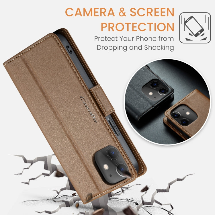 For iPhone 12 / 12 Pro CaseMe 023 Butterfly Buckle Litchi Texture RFID Anti-theft Leather Phone Case(Brown) - iPhone 12 / 12 Pro Cases by CaseMe | Online Shopping South Africa | PMC Jewellery