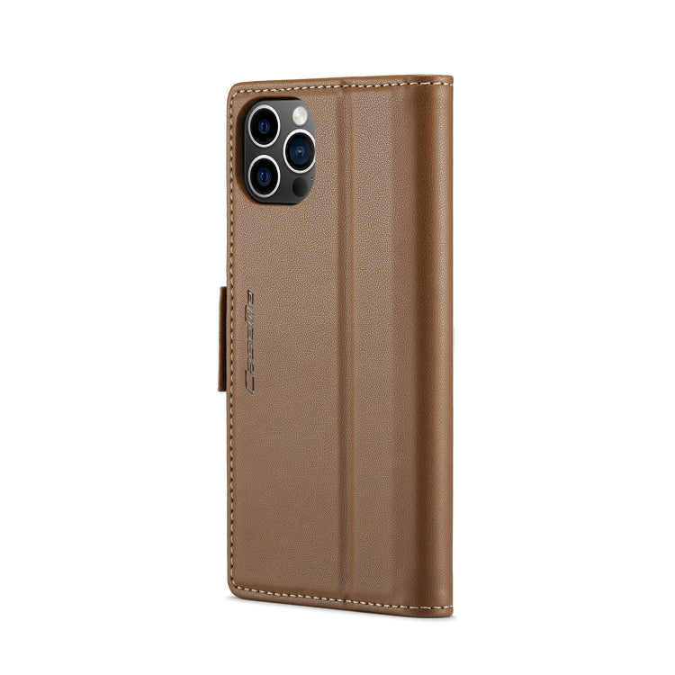 For iPhone 12 Pro Max CaseMe 023 Butterfly Buckle Litchi Texture RFID Anti-theft Leather Phone Case(Brown) - iPhone 12 Pro Max Cases by CaseMe | Online Shopping South Africa | PMC Jewellery