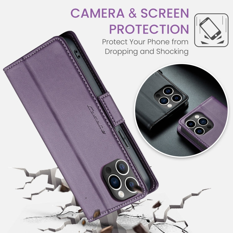 For iPhone 12 Pro Max CaseMe 023 Butterfly Buckle Litchi Texture RFID Anti-theft Leather Phone Case(Pearly Purple) - iPhone 12 Pro Max Cases by CaseMe | Online Shopping South Africa | PMC Jewellery