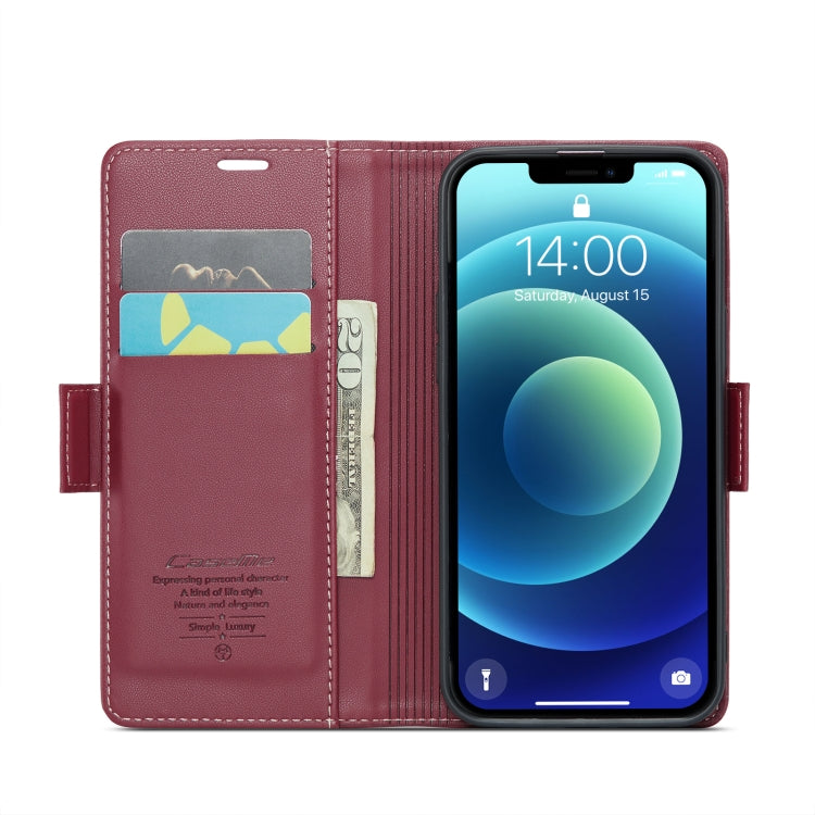 For iPhone 12 mini CaseMe 023 Butterfly Buckle Litchi Texture RFID Anti-theft Leather Phone Case(Wine Red) - iPhone 12 mini Cases by CaseMe | Online Shopping South Africa | PMC Jewellery