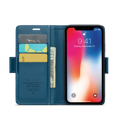 For iPhone XS CaseMe 023 Butterfly Buckle Litchi Texture RFID Anti-theft Leather Phone Case(Blue) - More iPhone Cases by CaseMe | Online Shopping South Africa | PMC Jewellery