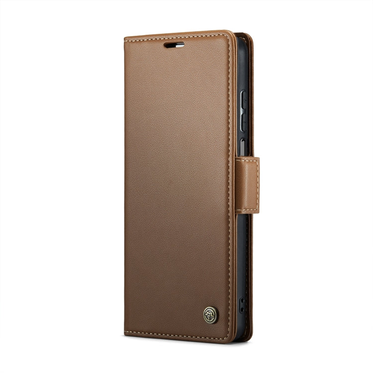 For Xiaomi Redmi Note 9S/Note 9 Pro/Note 9 Pro Max CaseMe 023 Butterfly Buckle Litchi Texture RFID Anti-theft Leather Phone Case(Brown) - Xiaomi Cases by CaseMe | Online Shopping South Africa | PMC Jewellery