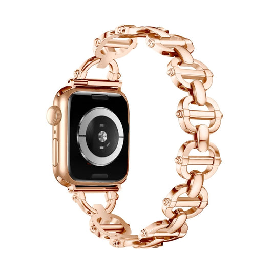 Ladder Buckle Metal Watch Band For Apple Watch SE 2022 44mm(Rose Gold) - Watch Bands by PMC Jewellery | Online Shopping South Africa | PMC Jewellery