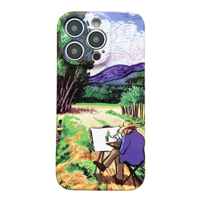 For iPhone 13 Pro Max Precise Hole Oil Painting Pattern PC Phone Case(Painting) - iPhone 13 Pro Max Cases by PMC Jewellery | Online Shopping South Africa | PMC Jewellery