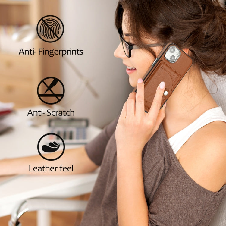 For iPhone 14 Shockproof Leather Phone Case with Card Holder(Brown) - free shipping - PMC TechLife - Order now!