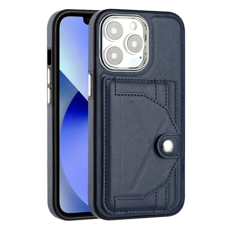 For iPhone 13 Pro Shockproof Leather Phone Case with Card Holder(Blue) - free shipping - PMC TechLife - Order now!