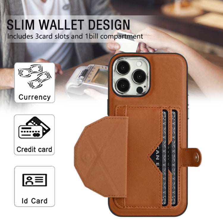 For iPhone 13 Pro Max Shockproof Leather Phone Case with Card Holder(Brown) - iPhone 13 Pro Max Cases by PMC Jewellery | Online Shopping South Africa | PMC Jewellery