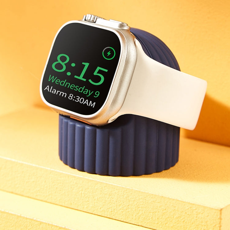 For Apple Watch Wave Pattern Silicone Watch Charging Stand(Red) - Charger / Holder by PMC TechLife | Online Shopping South Africa | PMC TechLife