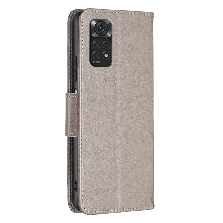 For Xiaomi Redmi Note 12S 4G / Note 11 Two Butterflies Embossing Leather Phone Case(Grey) - Xiaomi Cases by PMC Jewellery | Online Shopping South Africa | PMC Jewellery