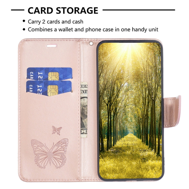 For Xiaomi Poco F5 5G / Redmi Note 12 Turbo Two Butterflies Embossing Leather Phone Case(Rose Gold) - Xiaomi Cases by PMC Jewellery | Online Shopping South Africa | PMC Jewellery