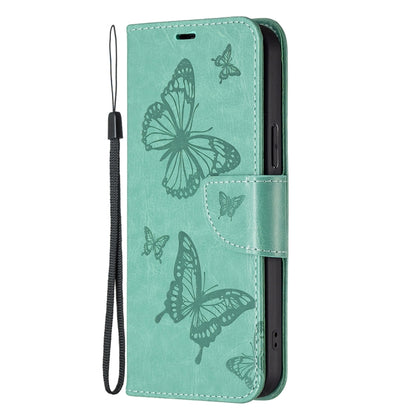 For Xiaomi Poco F5 5G / Redmi Note 12 Turbo Two Butterflies Embossing Leather Phone Case(Green) - Xiaomi Cases by PMC Jewellery | Online Shopping South Africa | PMC Jewellery