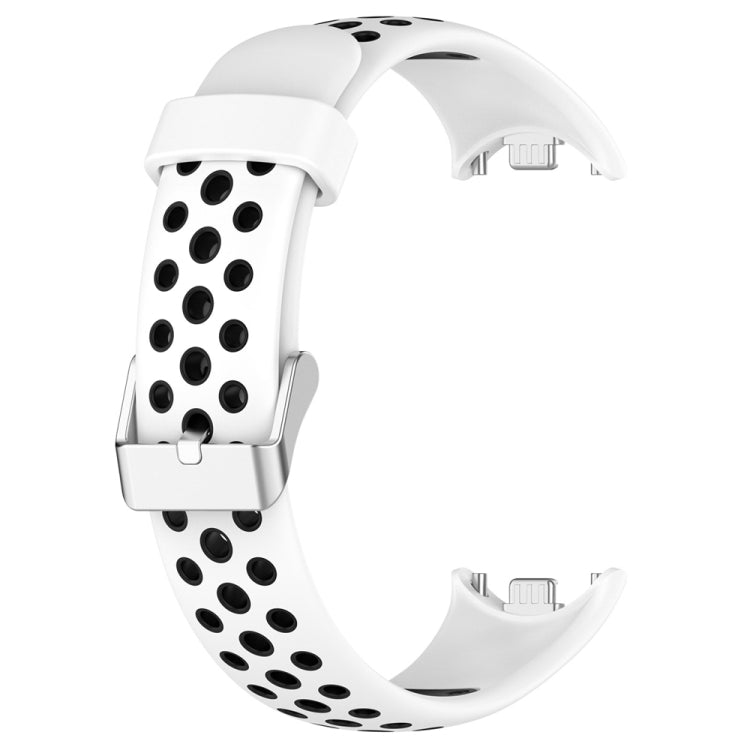 For Xiaomi Mi Band 8 Two-color Steel Plug Silicone Watch Band(White Black) - Watch Bands by PMC Jewellery | Online Shopping South Africa | PMC Jewellery