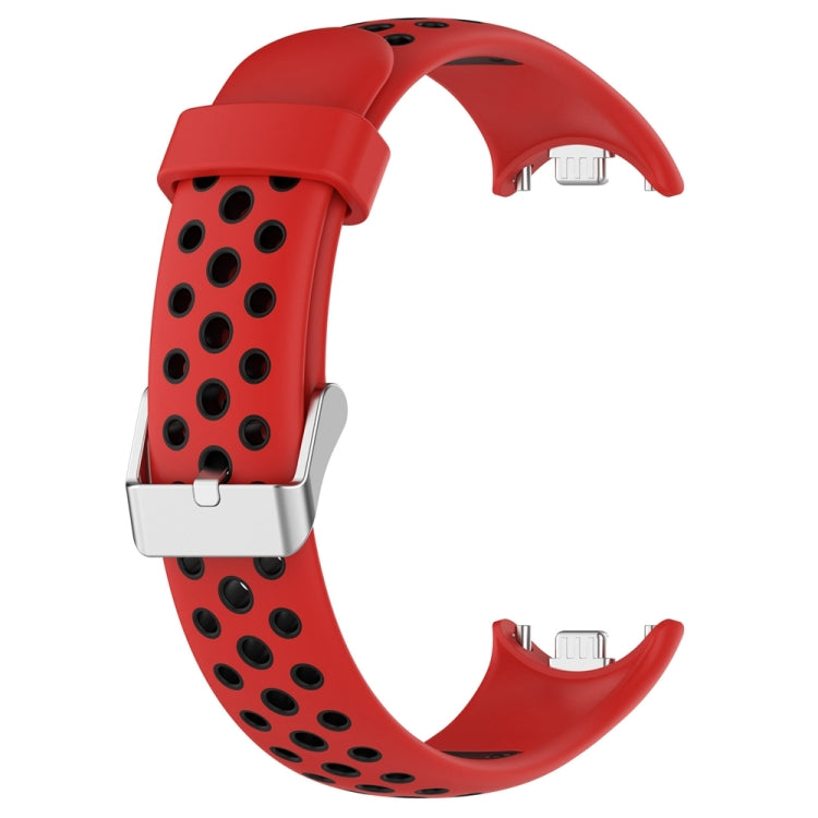 For Xiaomi Mi Band 8 Two-color Steel Plug Silicone Watch Band(Red Black) - Watch Bands by PMC Jewellery | Online Shopping South Africa | PMC Jewellery