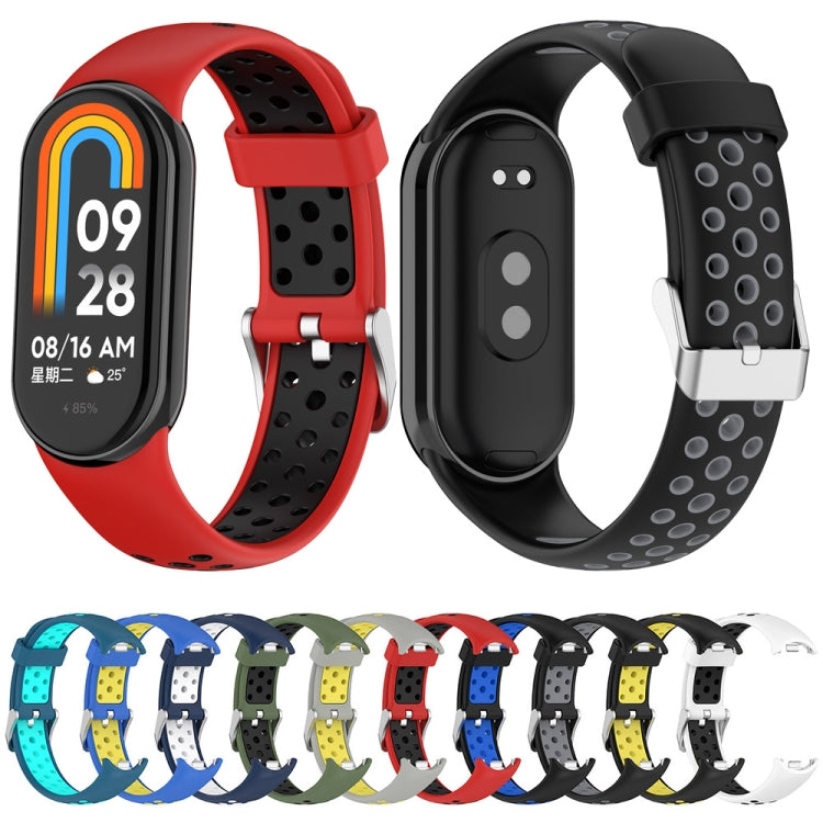 For Xiaomi Mi Band 8 Two-color Steel Plug Silicone Watch Band(Red Black) - Watch Bands by PMC Jewellery | Online Shopping South Africa | PMC Jewellery