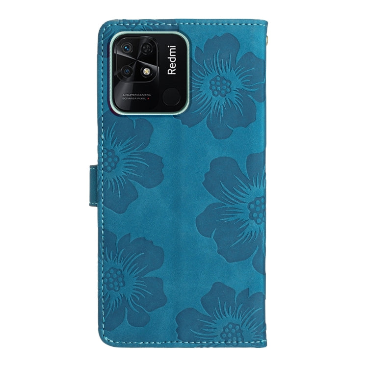 For Xiaomi Redmi 10C Flower Embossing Pattern Leather Phone Case(Blue) - free shipping - PMC TechLife - Order now!