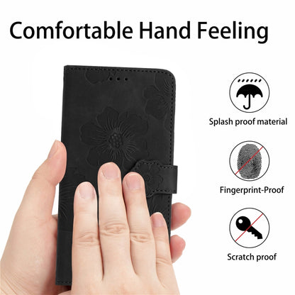 For Xiaomi Redmi Note 10 5G Flower Embossing Pattern Leather Phone Case(Black) - Xiaomi Cases by PMC Jewellery | Online Shopping South Africa | PMC Jewellery