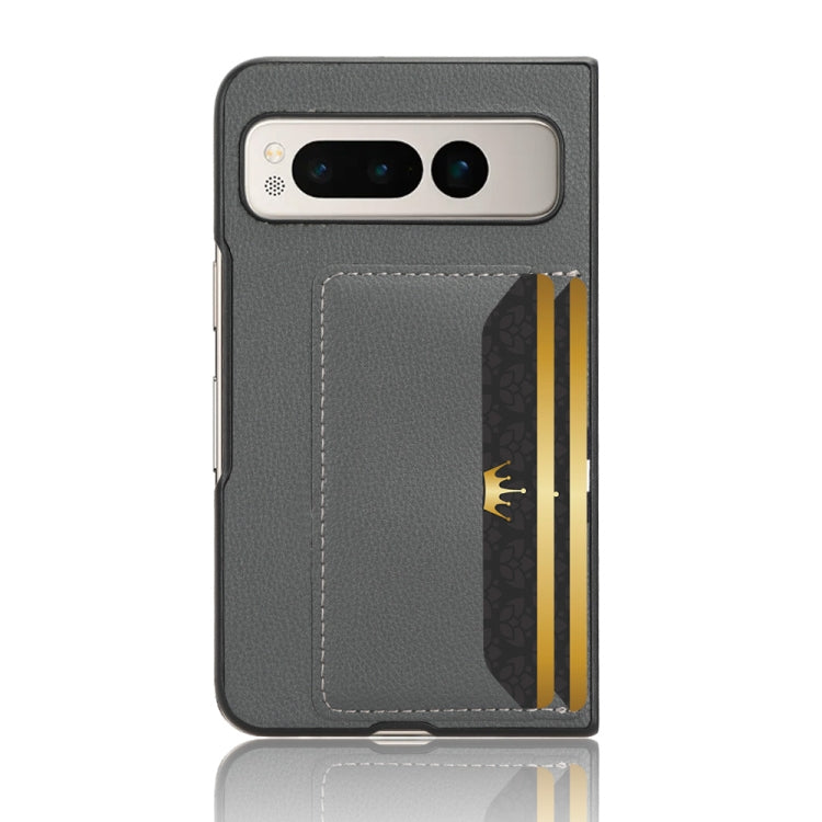 For Google Pixel Fold Litchi Texture Card Slots Back Cover Phone Case(Grey) - free shipping - PMC TechLife - Order now!