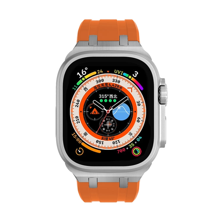 AP Silicone Watch Band For Apple Watch 7 41mm(Silver Orange) - Watch Bands by PMC TechLife | Online Shopping South Africa | PMC TechLife