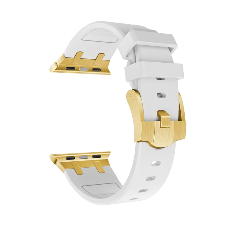 AP Silicone Watch Band For Apple Watch 7 45mm(Gold White) - Watch Bands by PMC Jewellery | Online Shopping South Africa | PMC Jewellery