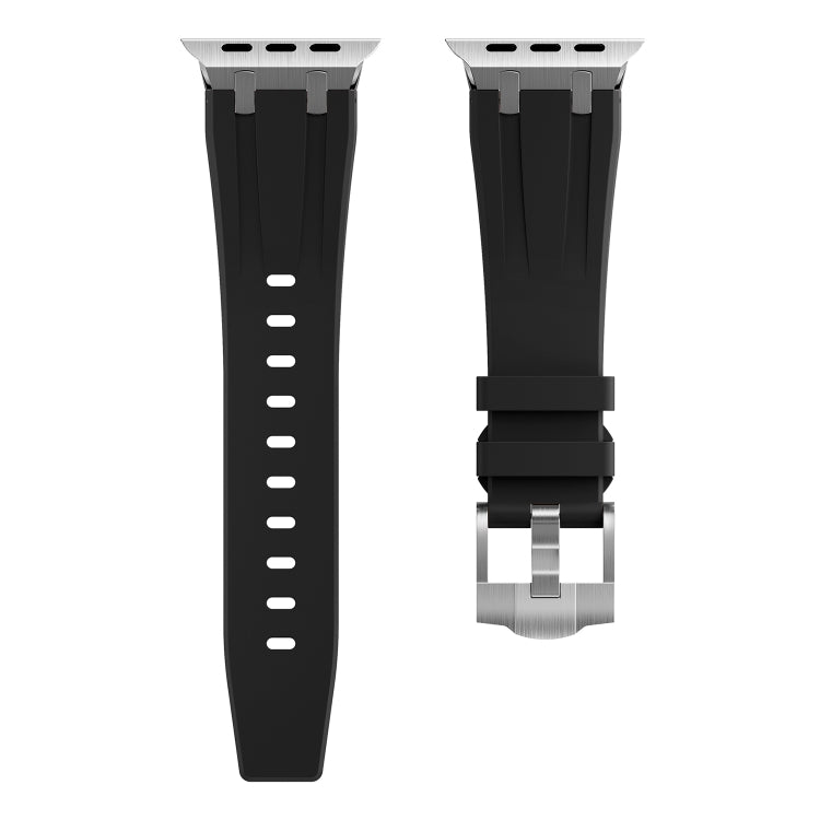 AP Silicone Watch Band For Apple Watch SE 2022 44mm(Silver Black) - Watch Bands by PMC TechLife | Online Shopping South Africa | PMC TechLife