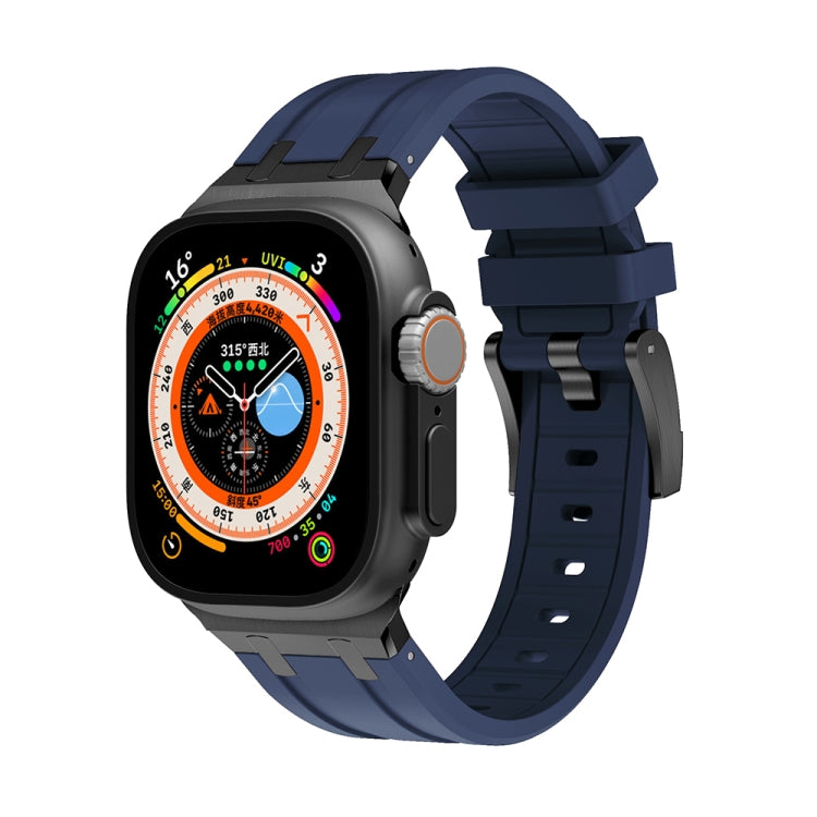AP Silicone Watch Band For Apple Watch SE 44mm(Black Blue) - Watch Bands by PMC TechLife | Online Shopping South Africa | PMC TechLife