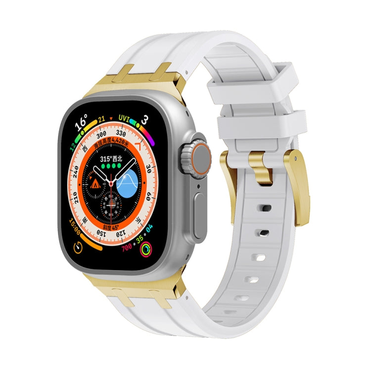 AP Silicone Watch Band For Apple Watch 6 44mm(Gold White) - Watch Bands by PMC TechLife | Online Shopping South Africa | PMC TechLife