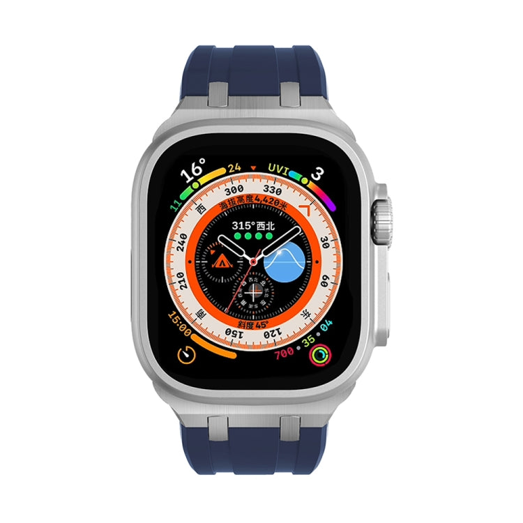 AP Silicone Watch Band For Apple Watch 5 44mm(Silver Blue) - Watch Bands by PMC TechLife | Online Shopping South Africa | PMC TechLife