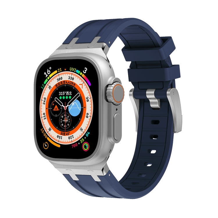 AP Silicone Watch Band For Apple Watch 3 38mm(Silver Blue) - Watch Bands by PMC TechLife | Online Shopping South Africa | PMC TechLife