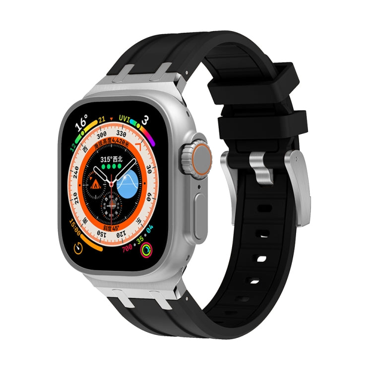AP Silicone Watch Band For Apple Watch 2 42mm(Silver Black) - Watch Bands by PMC TechLife | Online Shopping South Africa | PMC TechLife