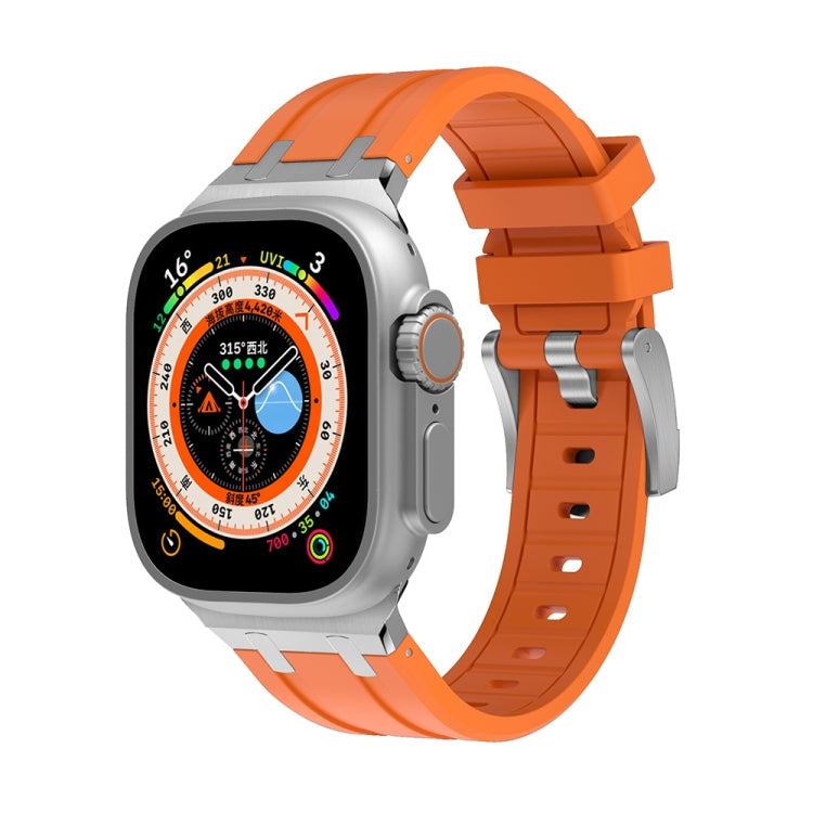 AP Silicone Watch Band For Apple Watch 38mm(Silver Orange) - Watch Bands by PMC TechLife | Online Shopping South Africa | PMC TechLife