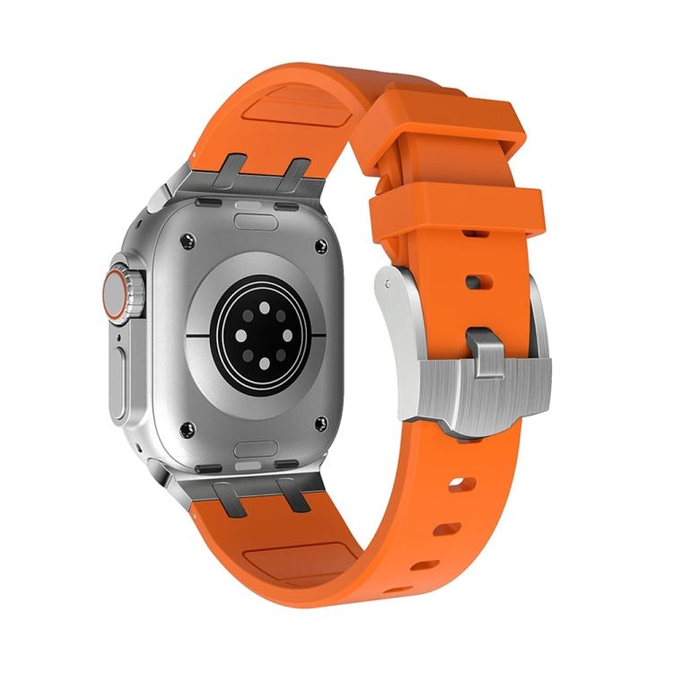 AP Silicone Watch Band For Apple Watch 38mm(Silver Orange) - Watch Bands by PMC TechLife | Online Shopping South Africa | PMC TechLife