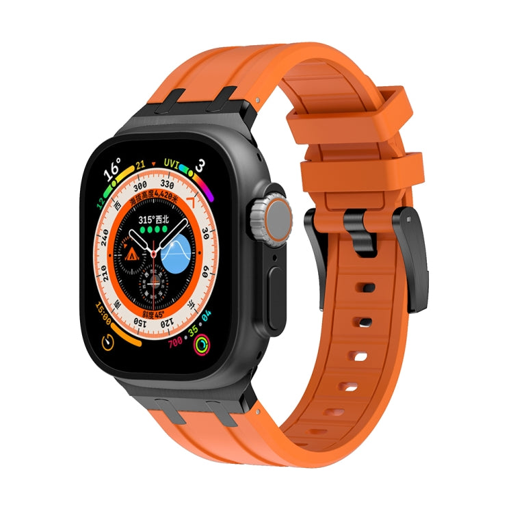 AP Silicone Watch Band For Apple Watch 9 41mm(Black Orange) - Watch Bands by PMC TechLife | Online Shopping South Africa | PMC TechLife