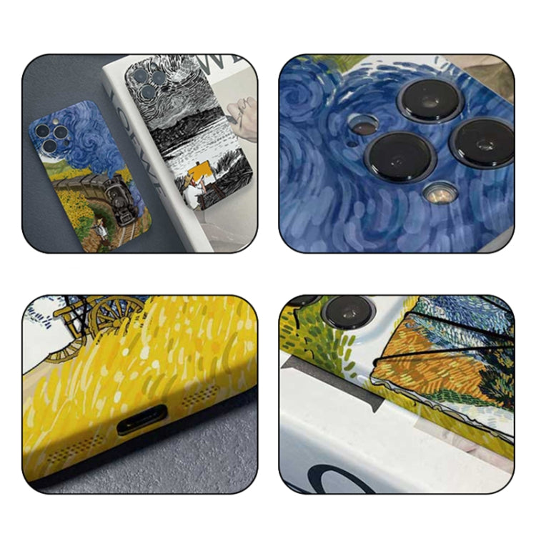 For iPhone 14 Precise Hole Oil Painting Pattern PC Phone Case(Train) - iPhone 14 Cases by PMC Jewellery | Online Shopping South Africa | PMC Jewellery