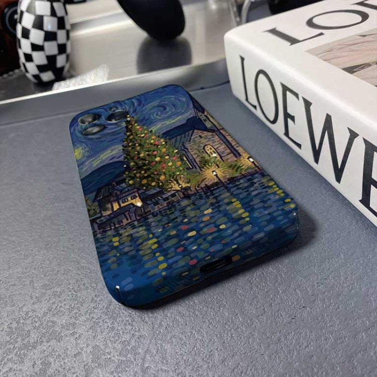 For iPhone 14 Plus Precise Hole Oil Painting Pattern PC Phone Case(Castle) - iPhone 14 Plus Cases by PMC Jewellery | Online Shopping South Africa | PMC Jewellery