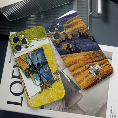 For iPhone 13 mini Precise Hole Oil Painting Pattern PC Phone Case(Handcart) - iPhone 13 mini Cases by PMC Jewellery | Online Shopping South Africa | PMC Jewellery