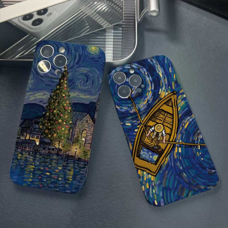 For iPhone 12 mini Precise Hole Oil Painting Pattern PC Phone Case(Castle) - iPhone 12 mini Cases by PMC TechLife | Online Shopping South Africa | PMC TechLife