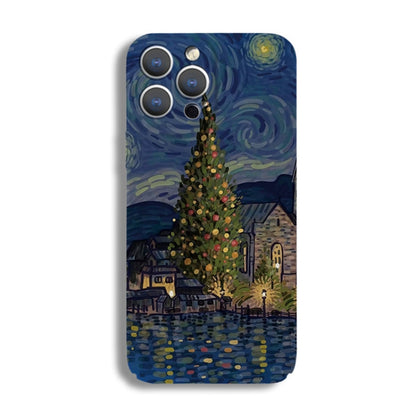 For iPhone 12 Precise Hole Oil Painting Pattern PC Phone Case(Castle) - iPhone 12 / 12 Pro Cases by PMC Jewellery | Online Shopping South Africa | PMC Jewellery